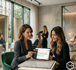 A Professional Luxury Interior Showing How To Grow A Salon Business Using Glowhives Digital Tools.