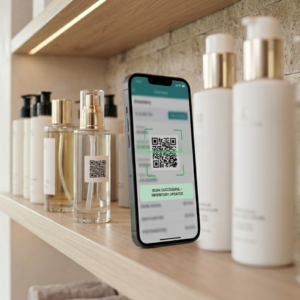 Close-Up Of A Smartphone Scanning A Qr Code On Retail Products For Real-Time Inventory Business Automation Updates.