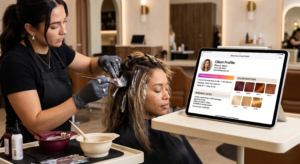 The Ultimate 3 Ways Salon Management Software Scales Your Brand A Hair Colorist Using The Glowhives Client Profile To Reference Custom Color Formulas And Personal Service Notes During An Appointment.