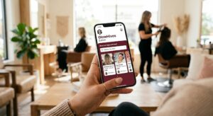 A Close-Up Of A Smartphone Booking Interface Demonstrating A Seamless And Professional Salon Appointment Scheduling Process.
