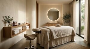 A Tranquil And Modern Spa Treatment Room Representing The Gold Standard Of Beauty Excellence And Professional Care.